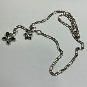Sterling Silver bracelet with 2 blue butterfly 🦋 charms 9.25 or 10” long